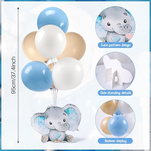 Image of 6 Sets Balloon Stand Kit for Table Elephant Baby Shower Tables Centerpiece with Balloon It's a Boy Baby Shower Decor for Elephant Theme Gender Reveal Birthday Party Decoration Supplies