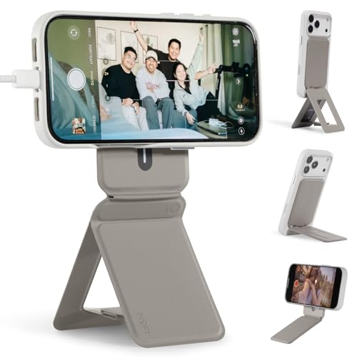 MOFT Trepied Smartphone pour iPhone 17/16/15/14/13/12 Serie Compatible avec MagSafe, Trepied iPhone Portable avec 3 Modes pour Self-vlogging, Parcourir, Photographie Macro, Appel Vidéo, Taupe