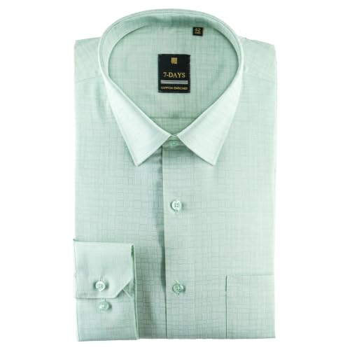 Image of 7-DAYS Premium Men's Formal Shirts - Cotton Rich, Textured Self-Design, Full Sleeve, Regular Fit, Wrinkle Resistant, with Pocket - Perfect for Office