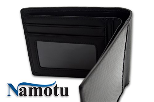 Namotu Real Carbon Fiber Wallet w/RFID Blocking Tech, Leather at Hinges and Trim - ID Window - Mens Slim Thin Real Carbon Bifold to Protect Your Money and Cards Identity - Image 6