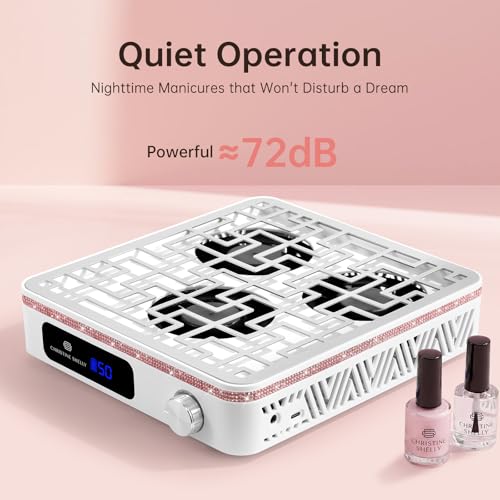 Image of Nail Dust Collector, 19500RPM Plug-in Nail vaccum Fan | Professional Powerful 2400PA Dust Collector Nail Tech Vent Dust Extractor with 50 Gears, Low Noise, Salon&Home