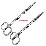 2 Pcs Dental Surgical Medical ENT Scissors Kelly Straight & Curved 7" Sharp/Sharp Instruments