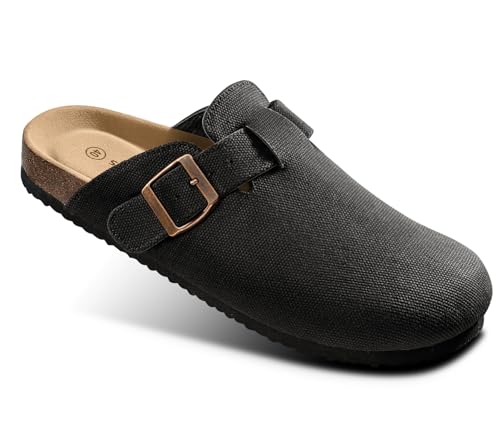 Image of BULLIANT Women Clogs-Fleece-Lined Suede Mules Slippers Nurse Shoes Unisex-Memory Foam Arch Support Cork-Footbed