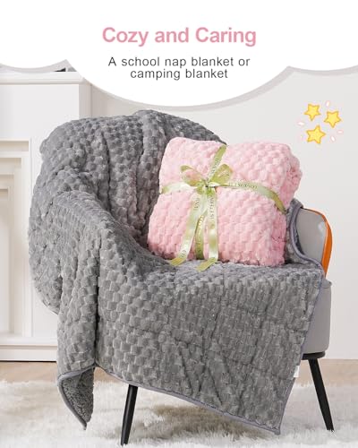Image of Super Soft Luxury Fleece Sherpa Weighted Blanket for Teens, 3lbs Small Weighted Lap Blanket for Adults, Turtle Shell Cozy Warm Throw for Winter, Compact Heavy Blanket for Better Sleep, Pink, 36 inchx48 inch