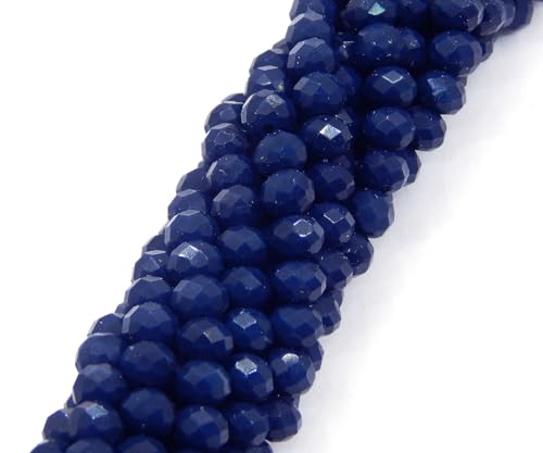 Perlin 160 pcs Royal Blue Opaque Glass Rondelle Beads, 3mm, Czech Bohemian, CZ, Fire Polished, Faceted, for Jewelry Bracelets - Image 2