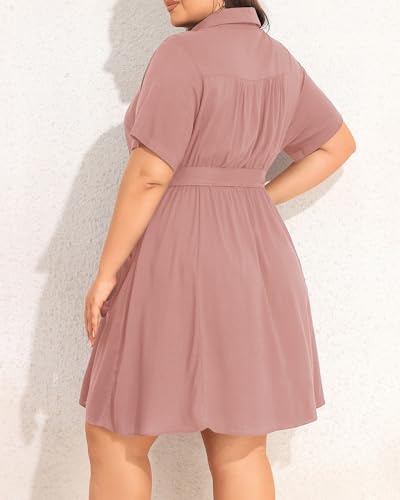 Image of Talisea Plus Size Summer Shirt Dress with Pockets for Women