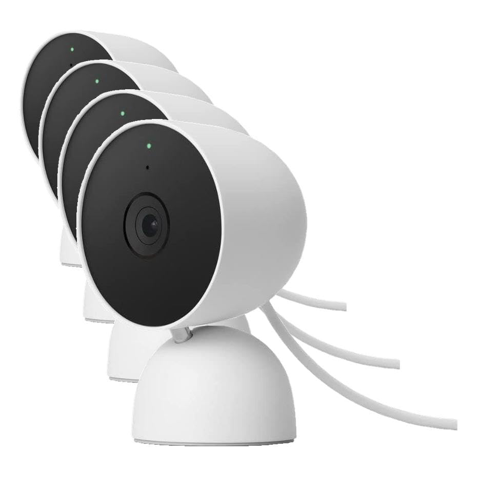 Image of Google Indoor Nest Security Cam 1080p (Wired) - 2nd Generation - Snow,(Pack of 4)