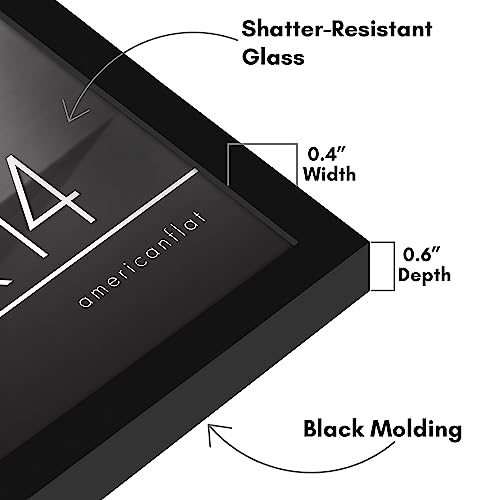 Americanflat 8.5x14 Picture Frame with Shatter-Resistant Glass - Streamline Collection - Thin Border Picture Frame for Wall Display - Hanging Hardware Included - Black