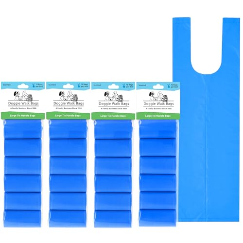 Image of Large Dog Waste Bags on a Roll with Easy Tie Handles, Extra Thick and Strong Dog Poop Bags, 288 Count, Scented, Blue