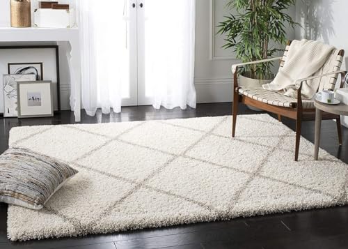Image of Urban Modern Decor Features 7x10 Feet Modern Soft Shaggy Carpet Thick, Fluffy & 2 inch Pile Shag Rug for Your Kids Room, Bedroom & Livingroom(7x10 feet,Ivory Beige Barfi)