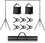 Altura y ancho ajustables: con altura ajustable (27.56 ”–7 '/ 70cm – 2.1m) y ancho (5'– 10' / 1.5-3m), el sistema de soporte de fondo mantiene su fondo en su lugar y lo ayuda a crear diferentes fondos para trabajo de fotografía