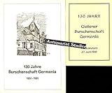  130 Jahre Burschenschaft Germania 1851 - 1981.