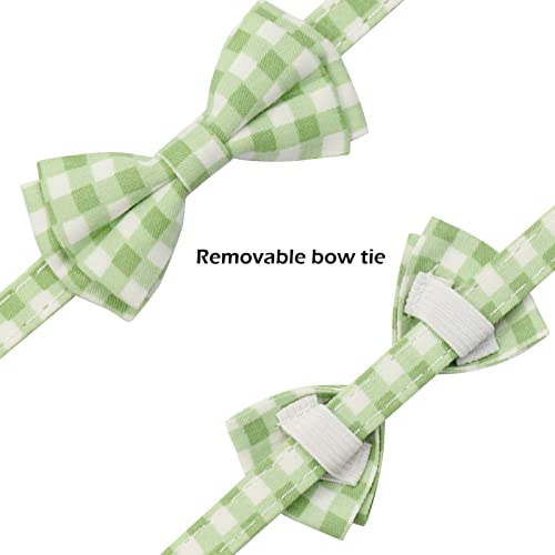 Image of Bowtie Cat Collars Breakaway with Bell, Adjustable Cute Kitty Collars Safety Buckle Kitten Collar for Cat Puppy 7.5-11in (Green Plaid)