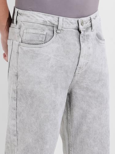 Image of The Indian Garage Co Men Slim Straight Fit Solid Mid-Rise Stretchable Jeans