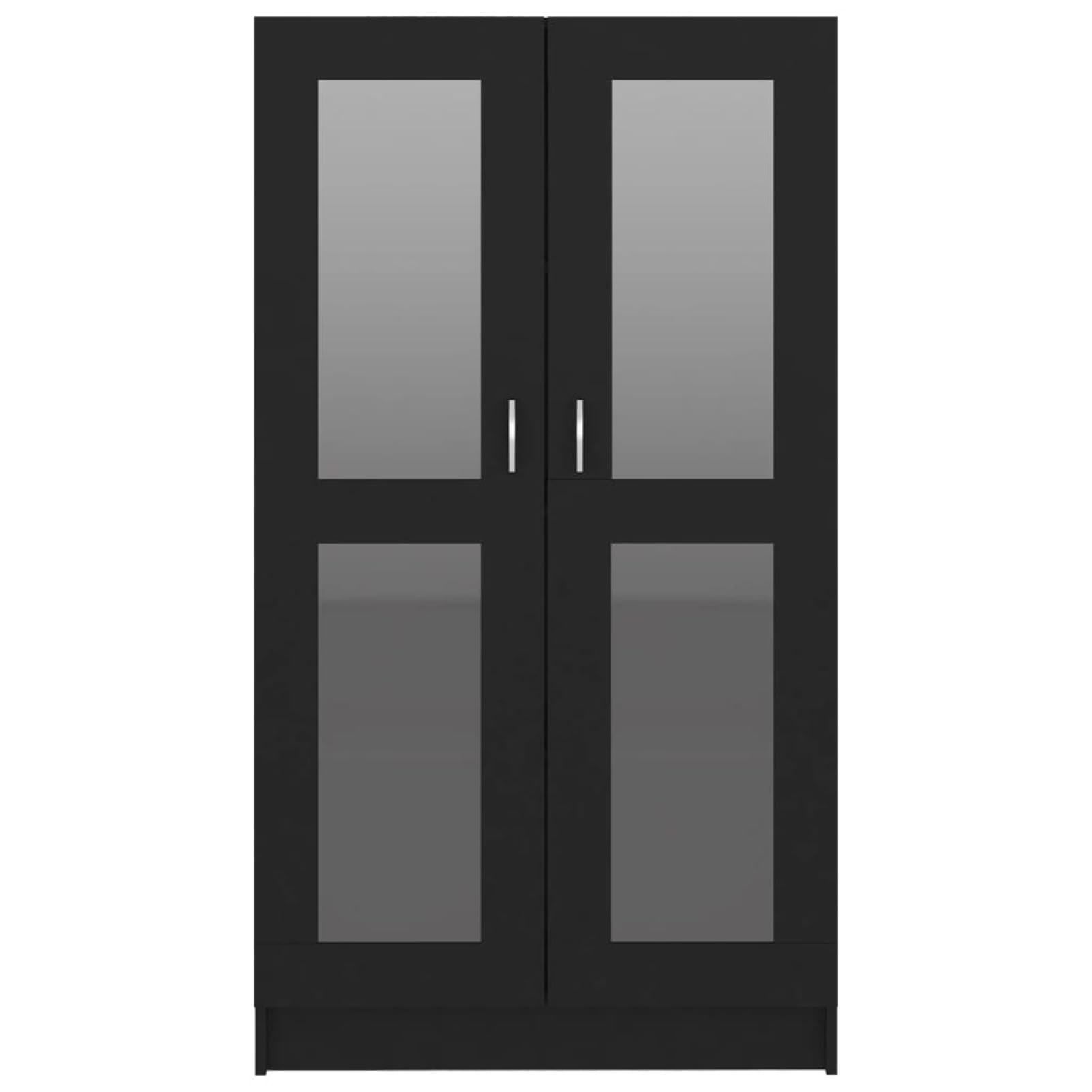 IKAYAA Armario Vitrina con 4 Compartimentos Vitrina de Cristal Vitrinas de salón Vitrinas de Exposición de Madera Contrachapada Aparador Comedor, Aparador Cocina Negro 82,5 x 30,5 x 150 cm