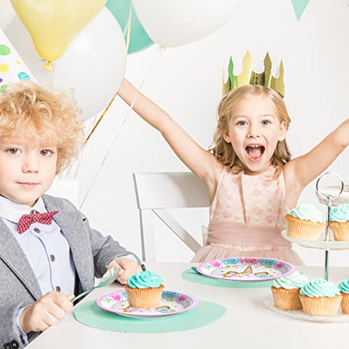 Unicorn Party Supplies Set, Unicorn Plates And Napkins Table Cover, Unicorn Birthday Party Decorations, Serves 16 Guest #TOP4