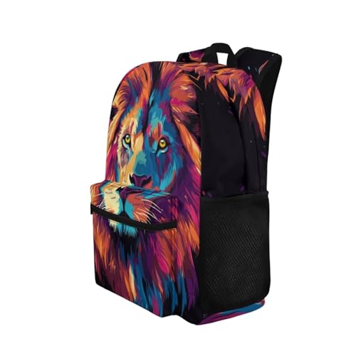 Lion Boys School Backpack 12-14 Years Old Cool Personalized Bookbags for Kids Boys 17 Inch Middle School Bags for Students Large Capacity Knapsack2