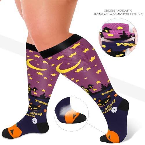 Image of Diu Life 3 Pairs Plus Size Compression Socks for Women and Men Wide Calf Extra Knee High Support for Circulation