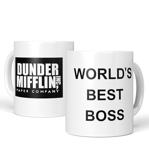 LA CASA DE LAS TAZAS® Taza World's Best Boss, Inspirada en The Office, Regalo Divertido para Jefes: Despedidas, Oficina, Humor y Frases Graciosas