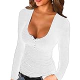 Dasongff Damen Blusen Sexy Tief V-Ausschnitt Kurzarm Crop Tops Knit Shirts Modisch Bluse Slim Fit Einfarbig Elegante Oberteile Tops Leicht Shaper Top Perfect Fasching Partytop (White-A, XL)