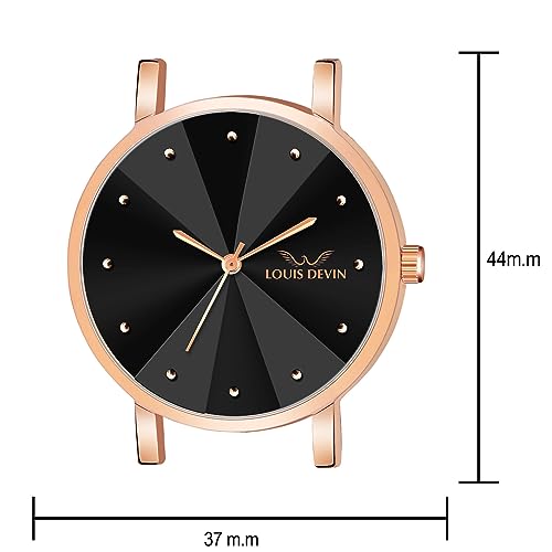 Image of LOUIS DEVIN Rose Gold Plated Mesh Chain Analog Wrist Watch for Women (Blue /Green /Brown /Black Dial) | LD-RG173