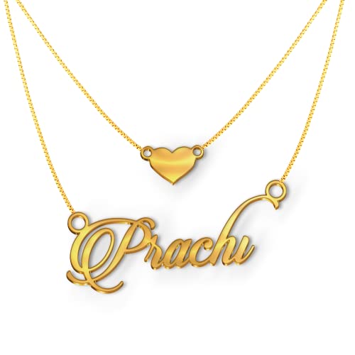 Image of Prachi Cursive Gold & Silver Name Pendant Necklace, Best Jewelry Gift for Girls.