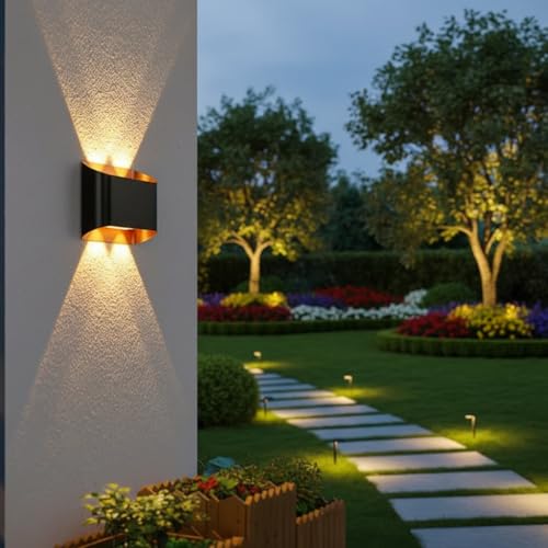 Image of FERA Waterproof Up Down Led Wall Lamp, Aluminium IP65 Body 4 Ray, Warm White, Indoor /Outdoor Decorative Wall Sconce Light, (BLAZ)