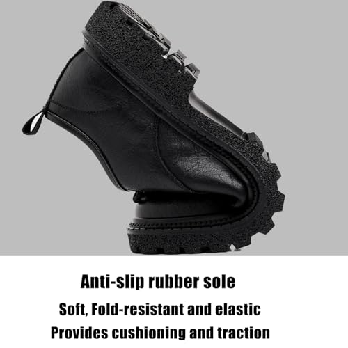 Men's Genuine Leather Lace-Up Vintage Oxfords,Fashion Round Toe Casual Brogue Dress Shoes, Comfortable Non-Slip Low Top Business Work Shoes4