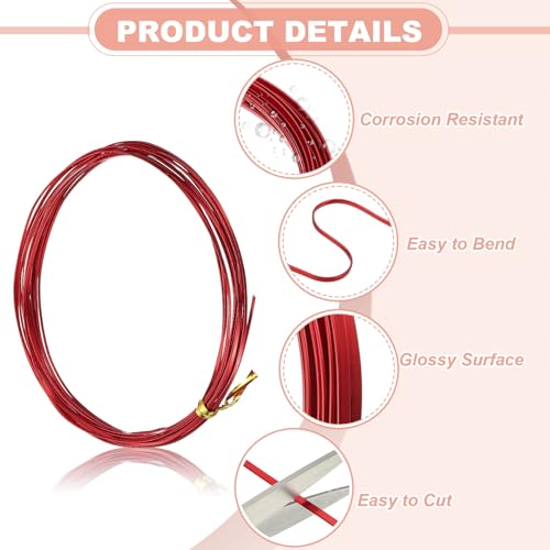 Image of uxcell 1 Rolls 24 Gauge Flat Aluminum Wire, 16.40 ft Soft Craft Wire for Flower Bonsai Crafts Carving DIY Bezel Sculpting Gem Metal Wrap, Red