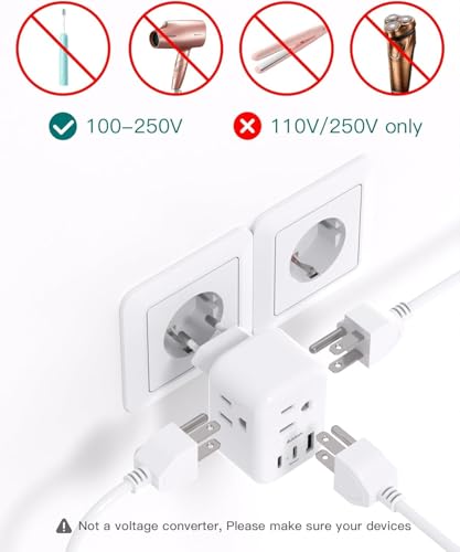 European Travel Plug Adapter, International Power Plug Adapter with 3 Outlets 3 USB Charging Ports(1 USB C), Travel Essentials to Italy,Greece,Israel,France, Spain (Type C) image 5