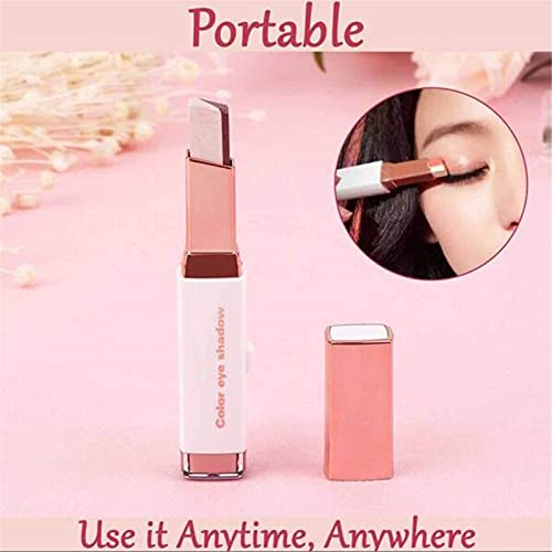 Nihexo Two-Tone Eyeshadow Stick,Double Colors Eye Shadow Stick Glitter Shimmer Eyeshadow Gradient Eyeshadow,Makeup Stick Waterproof Eyeshadow (#2 Brown Coffee) #TOP2