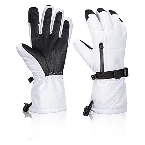 Best Season Winter Ski & Snow Gloves - Waterproof & Windproof 3M Snowboard Insulation - 6 Layers to Keep Warm - Touchscreen Breathable with Wrist for Women Men Climbing Outdoor Sports-White, Large Cover