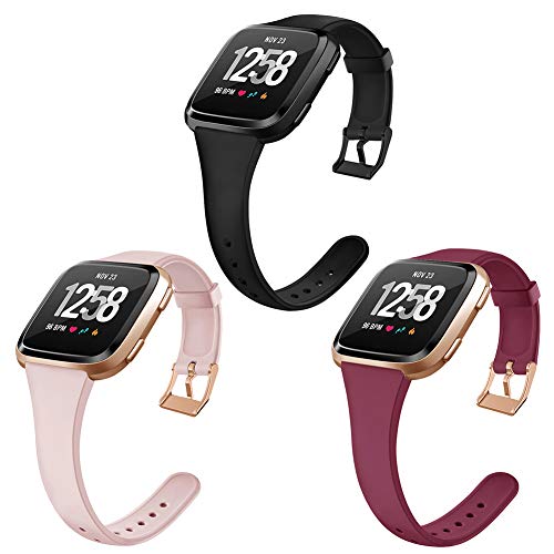 OenFoto Sport Correa Compatible Fit bit Versa & Fit bit Lite Edition, Soft Silicone Slim Thin Narrow Small Reemplazo Banda Elegante para Fit bit Versa Smartwacth
