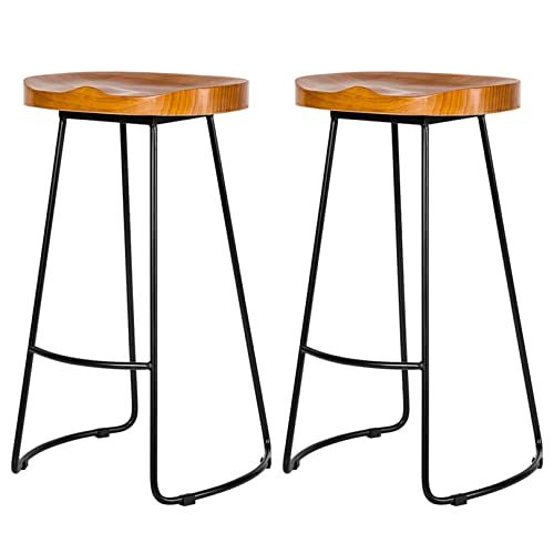 LULUMAIC Juego de Lujo de 2 taburetes industriales, taburetes de Respaldo de Madera sólida, sillas de Barra de Cocina de Cocina en el hogar Muebles