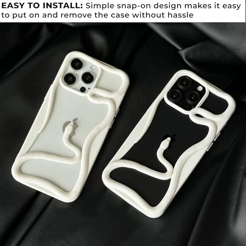Image of Kraptick Slim iPhone 16 Pro Case - Thermoplastic Mobile Cover with Hollow Snake Design Phone Case Lightweight, Durable & Stylish Fit for iPhone 16 Pro -(Cream White)