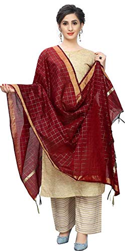 kalpit creationsWomen's Cotton Blend Silk Dupatta (Free Size, Maroon)