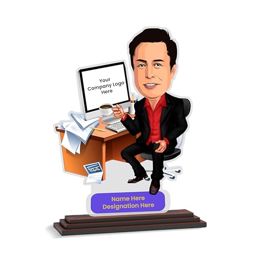 Image of SAVRI Personalized Caricature for Boss - Customized Picture Caricature Standee with Name Funny & Quirky Corporate Gift | Boss, Colleague & Senior | Birthday, Farewell, Anniversary & Office Desk Gifts