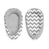 Kokon Kuschelnest für Babys und Säuglinge, Nestchen, Reisebett, 100% Baumwolle und Plüsch Minky, antiallergisch, Grau/Zickzack