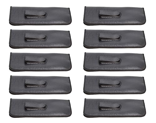 Image of Calabria S-41 Soft Slim Slip In Eyeglass Case w /Pocket Belt Clip PU Leather Mens Womens Glasses Holder Pouch Sleeve Storage