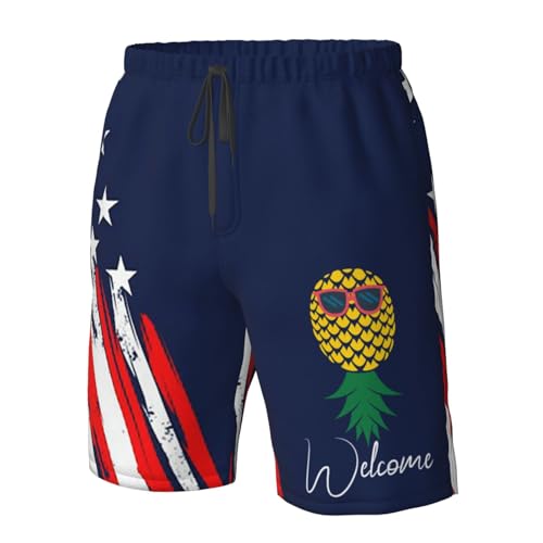 Funny Pineapple Welcome Upside Down Pineapple Mens Swim Trunks Board Shorts Summer Mens Beach Shorts with Pockets4