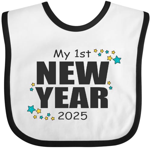 inktastic My 1st New Year 2025 with Stars Baby Bib