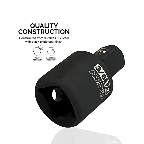 Neiko 00258A 15” Long Impact Extension Set And Impact Socket Adapter Set, 1/4", 3/8”, 1/2” Drive Extensions And Socket Adapters, 6 Pieces Total (3 Piece Each), Chrome Vanadium Cr-V Steel #TOP1