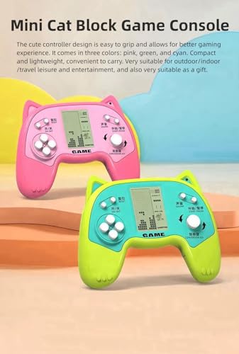 TAQY Mini Cube Game Console Cute Cat Style 2574 Brick Games Tank war/Racing Kid's Electronic Game Machine Handheld Block Game Device Retro portable Toys Children/friends/festive gifts (Pink) - Image 2