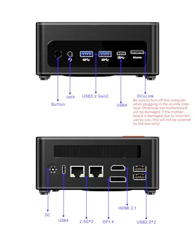 Image of AOOSTAR GEM12 MAX Mini PC Ryzen 7 8745HS (8C /16T up to 5.1GHz), Support OpenClaw NO RAM NO SSD, Radeon 780M Graphics Gaming Computers, with OCuLink Dual USB4, HDMI /Dual 2.5G LAN / BT5.2 /WIFl6