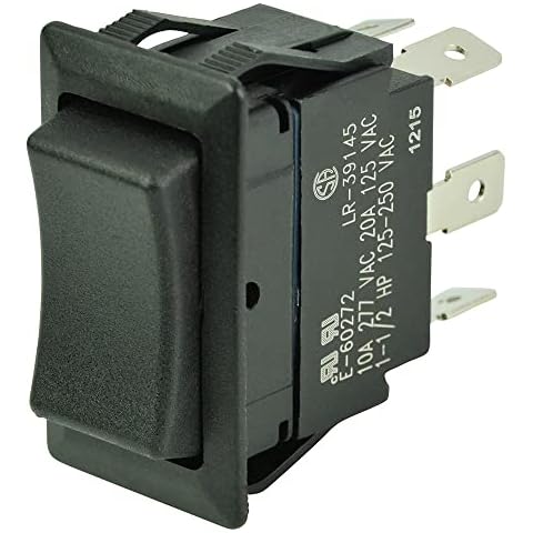BEP 1001713 DPDT (On)/Off/(On) Rocker Switches & Carriers, 1/4" Blade Terminals, No LEDs Cover