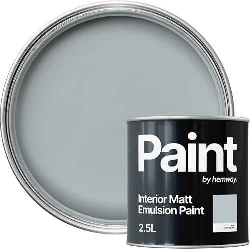 Hemway Duck Egg Blue Paint 2.5 L, Indoor Matt Finish, One Coat, Wall Paint, Acrylic & Water-Based Emulsion, Quick Dry & High Coverage for the Kitchen, Bathroom & Bedroom Walls & Ceiling