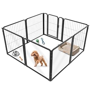 FXW Acrylic & Metal Unleashed Indoor Dog Playpen – Stress-Free and Safe Play, Heavy Duty 24 Inch 4 Acrylic Panels + 4 Wire Panels Dog Pen for Puppy and Small Dogs, Black│Patented