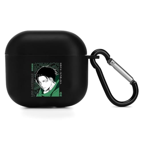 Airpods 4用ケース 進撃の巨人 リヴァイ 兵長 エアーポッズ 4 用カバー 第4世代 保護ケース おしゃれ かわいい ワイヤレス充電対応 カラビナ付き