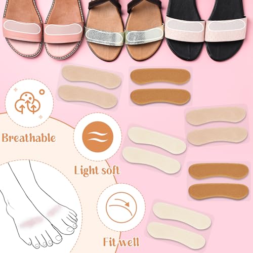 Image of Cutecrop 6 Pair Sandal Shoe Strap Extender Heel Sandal Strap Cushion Strips Heel Grips Liner Insert for Shoes Too Big Preventing Slipping, Rubbing, Non-Slip(Light Color)