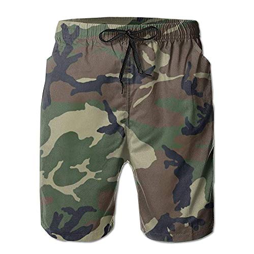 Hebb Herren Badeanzug Badeshorts Quick Dry Beach Shorts – Australia Kangaroos M Army Camouflage 3D-Druck